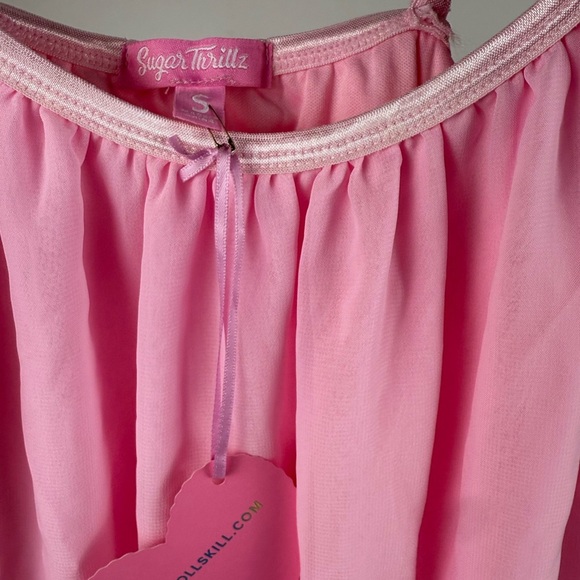 Sugar Thrillz Pink Feather Trim Chemise - Picture 7 of 14